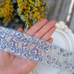 インド刺繍リボンno.143 (25cm・桜・藤・ボタニカル・オーガンジー・チロリアンテープ・ハンドメイド素材)