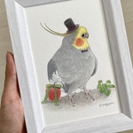 送料込み☆オカメちゃん原画　待ち合わせ（ノーマルオカメインコ）