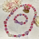 ✨再販✨プチフラワーとハートのネックレス　ブレスレット　リングセット　子供用