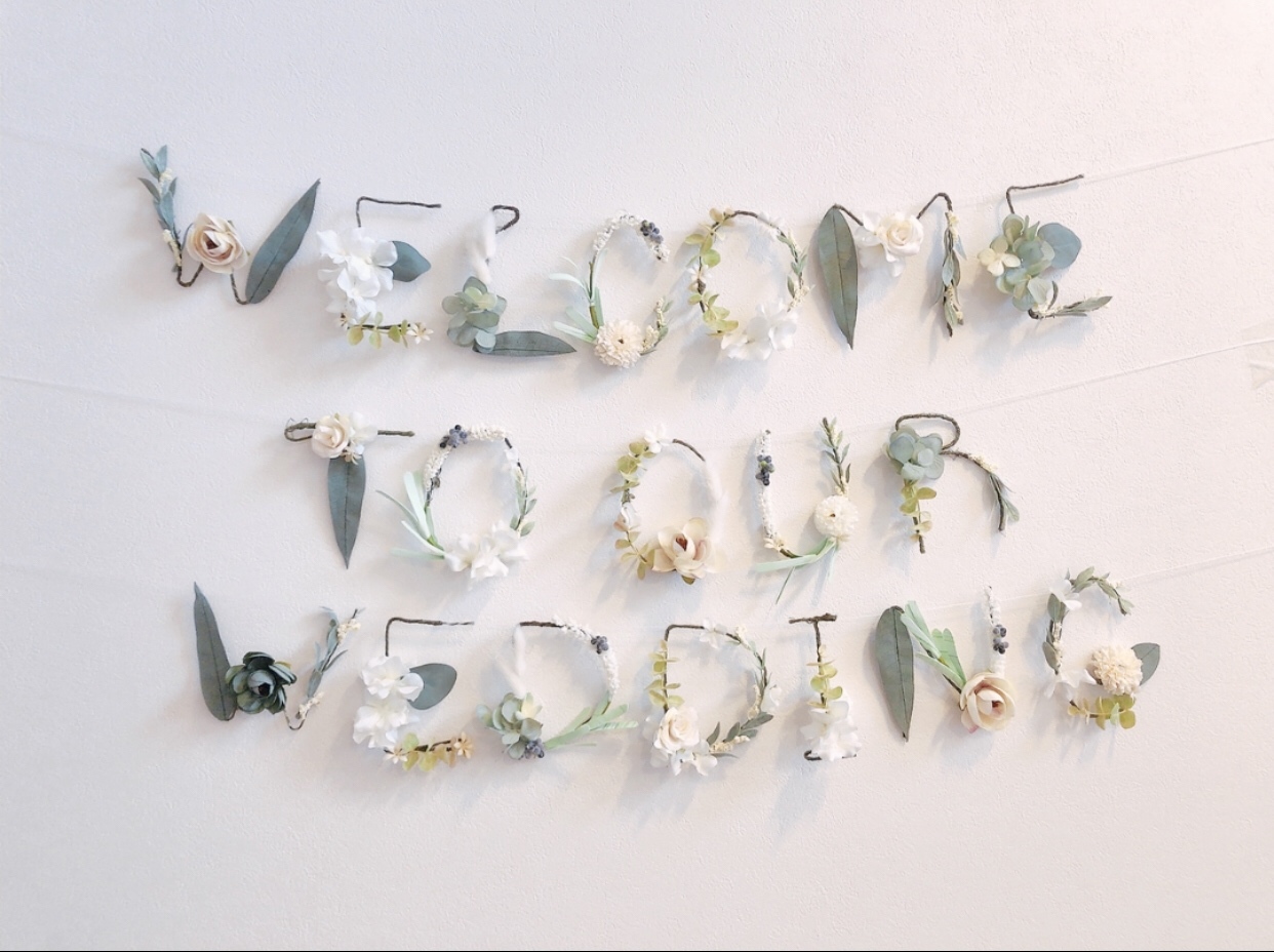 グリーン］WELCOME TO OUR WEDDING 結婚式 ウェディングガーランド