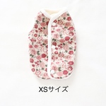 [犬服] XSサイズ 完成品 チワワ 春服　　　　　　　　　綿麻花柄 リバーシブル パイピングベスト 背中開き