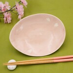 桜の花びら　楕円プレート　ピンク