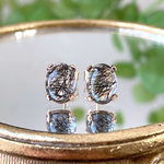 【現品】14kgf✳︎ブラックルチルクォーツのオーバルピアス