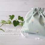 《レースフラワーの巾着 巾着ポーチ メイクポーチ》