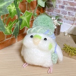受注製作　羊毛フェルト　春インコ 若草色タイプ