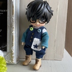 お星様のサロペとトラの長袖Tシャツ ねんどろいどどーる オビツ11用