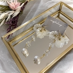 花びら コットンパール 天然 揺れるロングピアス
