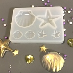 1個 貝とヒトデのシリコンモールド 夏 海 ハンドメイド シリコン モールド 