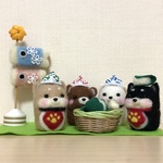 柴犬だるま3兄弟とくまさんの端午の節句🎏(赤柴・白柴・黒柴)
