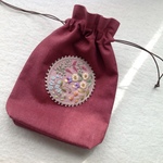 【再販×3】リネンと刺繍の野の花きんちゃく