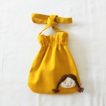 おかおブローチ付きおでかけポシェット(子供用 きいろ)