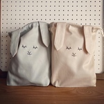 【単品】ツイル眠りうさぎ巾着 お着替え袋