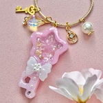 桜ひらひら🌸鍵×星型キーリング