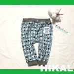 [90]クロップドサルエルパンツ*星×チェック(水色)