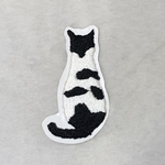 ★刺繍シール★動物シリーズ★猫　ネコ　後ろ姿　黒ぶち