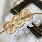 【再販】インド刺繍 リボン ポニーフック ラップリボン リボンラップ ベージュ×レース