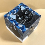 黒猫の小物入れ　青