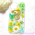 [ご注文品] 押し花ケース ＊春色Garden＊スマホケース   名入れ可能  ラメ・ホロ・スワロフスキー無料 [受注製作]