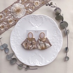2way♡ ローズクォーツ 天然石 インド刺繍リボン ピアス/イヤリング