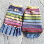 犬服！カラフルボーダー　デニムスカート　完成品