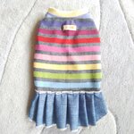 犬服！Msize！カラフルボーダー　デニムスカート　完成品