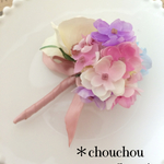 バラと紫陽花のアーティシャルフラワー ブートニア
