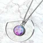 ✨sale✨『 パープル の アルコールインクアート 』22㎜ ペンダントトップ サージカルステンレス