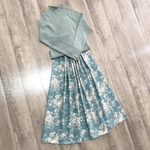 YUWA 綺麗なライトブルー 上品 ギャザースカート