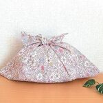 あずま袋（大）オリエンタル風ピンク色花柄　かごバッグの中見え防止にも