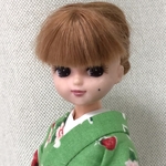 リカちゃん 着物　緑・いちご柄