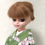 リカちゃん 着物　緑・桜模様