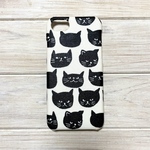 クロネコチャンフェイス柄 モノクロ スマホケース【Xperia/GALAXY/iPhone】