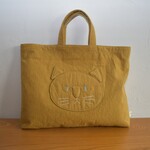 ネコちゃんのトートバッグ　マスタード