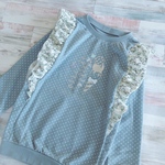 130 ショルダーフリル長袖Tシャツ(プチドットとリボン)