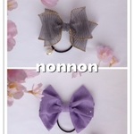 〔 m様専用 〕　聖夜 とストライプ（紫）ribbon ヘアゴム セット ( りぼん ヘアゴム ）