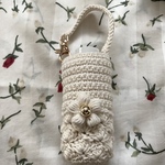 お花付き🌸消毒液ボトル型ホルダー⭐︎オフホワイト