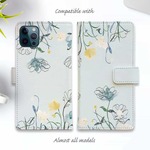 iPhone15/iPhone15Pro/iPhone15Plus/iPhone15ProMax/iPhone14/手帳型ケース 花柄 "デリケートペイント ブルー"