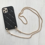 高級PUレザー　ボールチェーン スマホショルダー  肩掛け　ショルダーストラップ　ゴールド