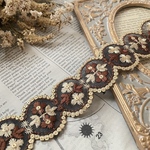 ブラック　インド刺繍リボン　花　インド刺繍　スパンコール　刺繍リボン　リボン　りぼん