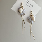 natural stone×pearl pierce/earring(milky blue)