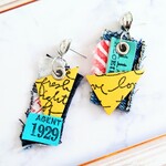カラフルレザーとリメイクデニムピアス