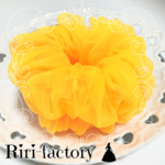 【今日の100円引き💕１個限定✨】【新色追加✨】フェアリーテイル✪エアリーオーガンジー💓さらにもこもこ✨ふわもこオーガンジーシュシュ❤(ひまわり🌻)