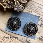 メタリックシルバー❁⃘ライオン＆チェーン❁⃘ピアス／イヤリング
