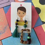 アシンメトリー　ヒョウ柄ピアス　イヤリング