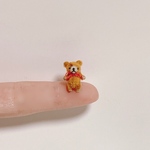 ミニチュア　超極小テディベア　キャメル×鼻白×朱色