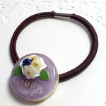 再販！名前入り☆little flowerブルーケーキのヘアゴム