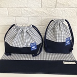 ランチセット✩.*˚グレーチェックと車タグ🚗3点セット