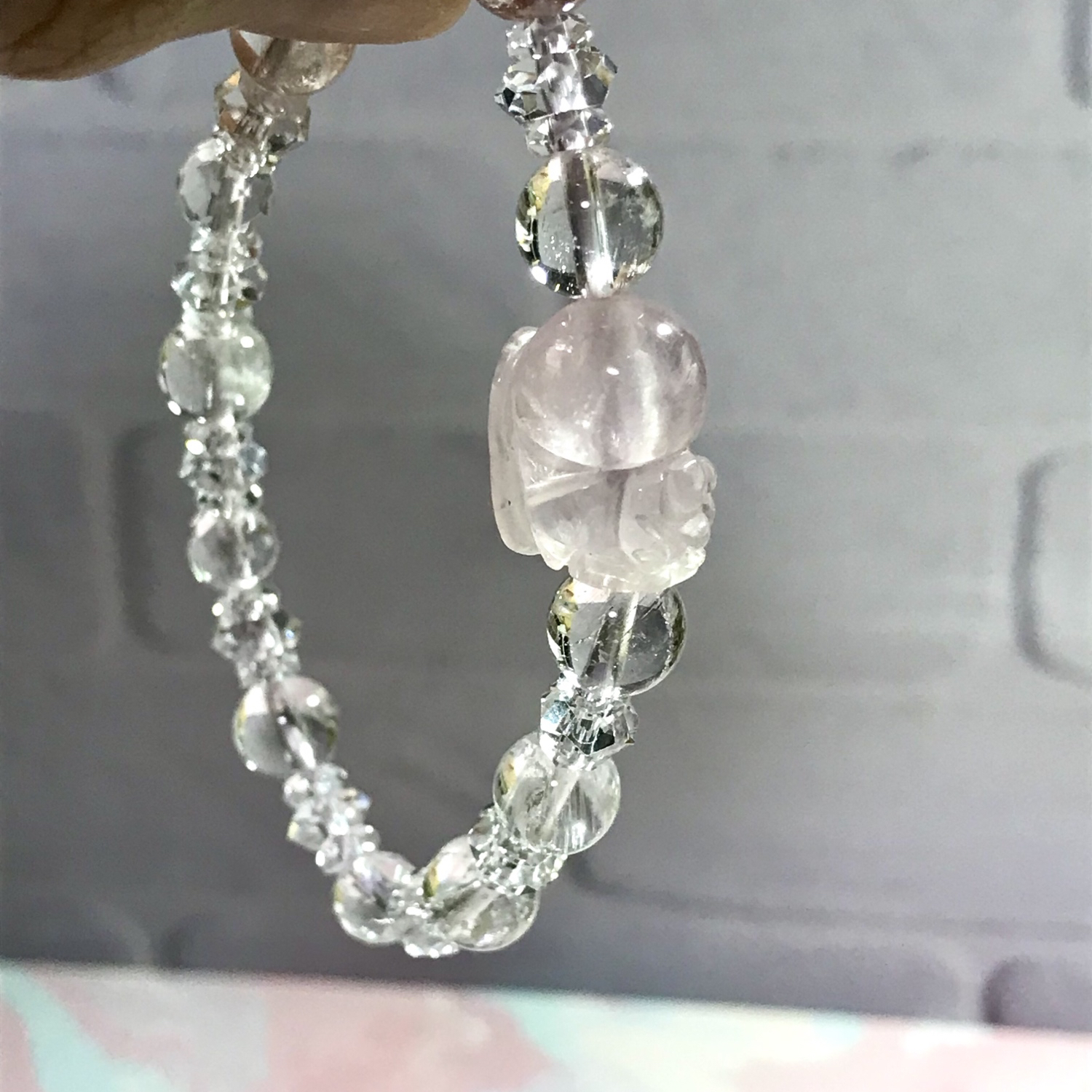 ローズクォーツ貔貅(ヒキュウ)?&水晶✨御守りブレス - 天然石ショップ 