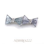 ダブルリボン　シルバーミニバレッタ＊送料無料＊6㎝バレッタ ヘアアクセサリー#minne_new #SSコレクション2022