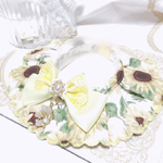 ラスト♡ケープ首輪🌻スカラップ刺繍レース🌻ひまわり🌻ガラスフラワーチャーム♡